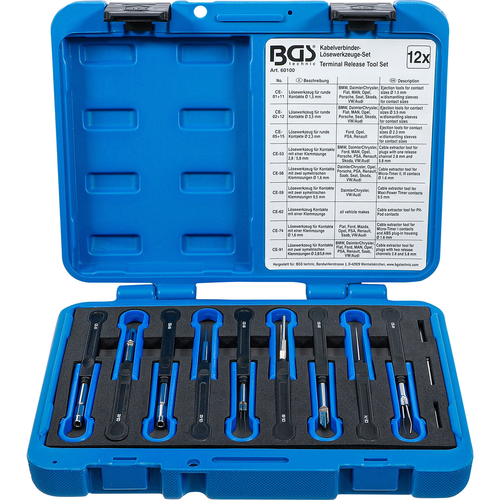 BGS Kabelverbinder-Lösewerkzeug-Satz universal 12tlg. - 60100