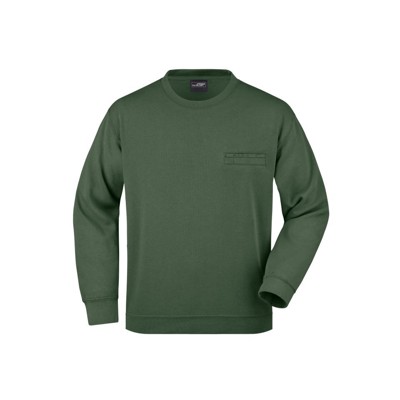 James & Nicholson - Herren Sweatshirt mit Brusttasche JN924, dunkelgrün, Größe M
