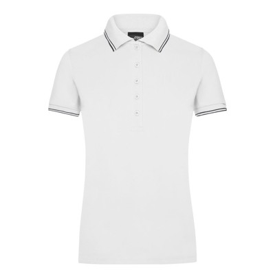James & Nicholson - Damen Elastic Poloshirt JN985, weiß/navy-blau, Größe L