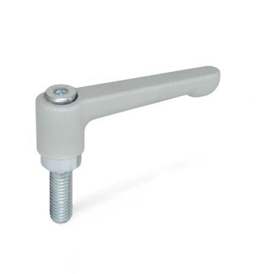 Ganter Norm® - 302.2-30-M5-50-SR Flache verstellbare Klemmhebel, Zink-Druckguss, Schraube Stahl verzinkt