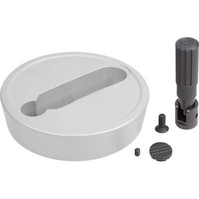 KIPP - HANDRAD D1=100, FORM:E MIT PASSBOHRUNG, D2=12, ALUMINIUM SILBER, KOMP:THERMOPLAST, STAHLTEILE: STAHL,