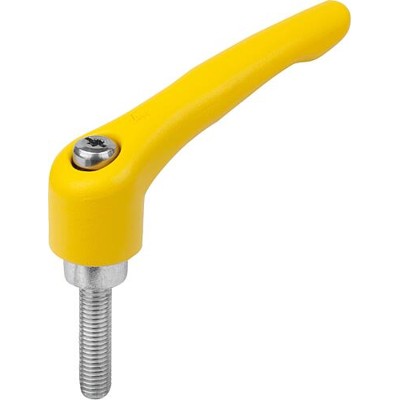 KIPP - KLEMMHEBEL GR.1 M06X15, ZINK GELB RAL1021 STRUKTURMATT, KOMP:STAHL BLAU-PASSIVIERT