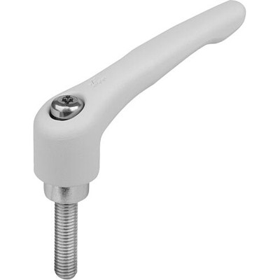 KIPP - KLEMMHEBEL GR.5 M16X70, ZINK GRAU RAL7035 STRUKTURMATT, KOMP:STAHL BLAU-PASSIVIERT