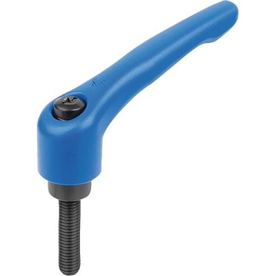 KIPP - KLEMMHEBEL GR.4 M12X25, ZINK BLAU RAL5017 STRUKTURMATT, KOMP:STAHL BRÜNIERT