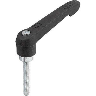 KIPP - KLEMMHEBEL GR.1 M05X45, KUNSTSTOFF SCHWARZGRAU RAL7021, KOMP:STAHL BLAU-PASSIVIERT