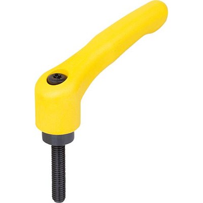 KIPP - KLEMMHEBEL GR.1 M05X10, HOCHLEISTUNGSTHERMOPLAST GELB RAL1021, KOMP:STAHL BRÜNIERT