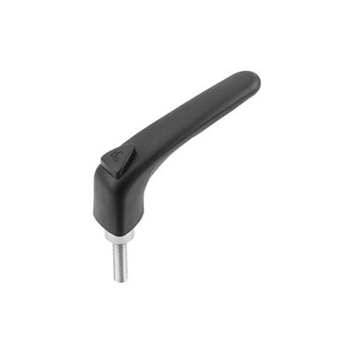 KIPP - KLEMMHEBEL ERGONOMISCH GR.3 M08X30 KUNSTSTOFF, SCHWARZ RAL9011, KOMP:STAHL, SCHWARZGRAU RAL7021