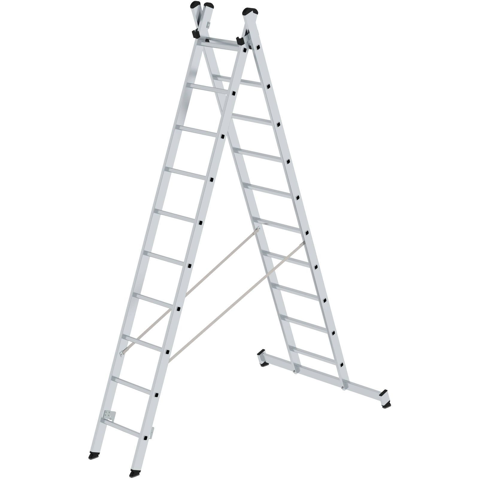 Günzburger Steigtechnik Mehrzweckleiter 2tlg. mit nivello-Traverse 2 x 10 Sprossen - 031220