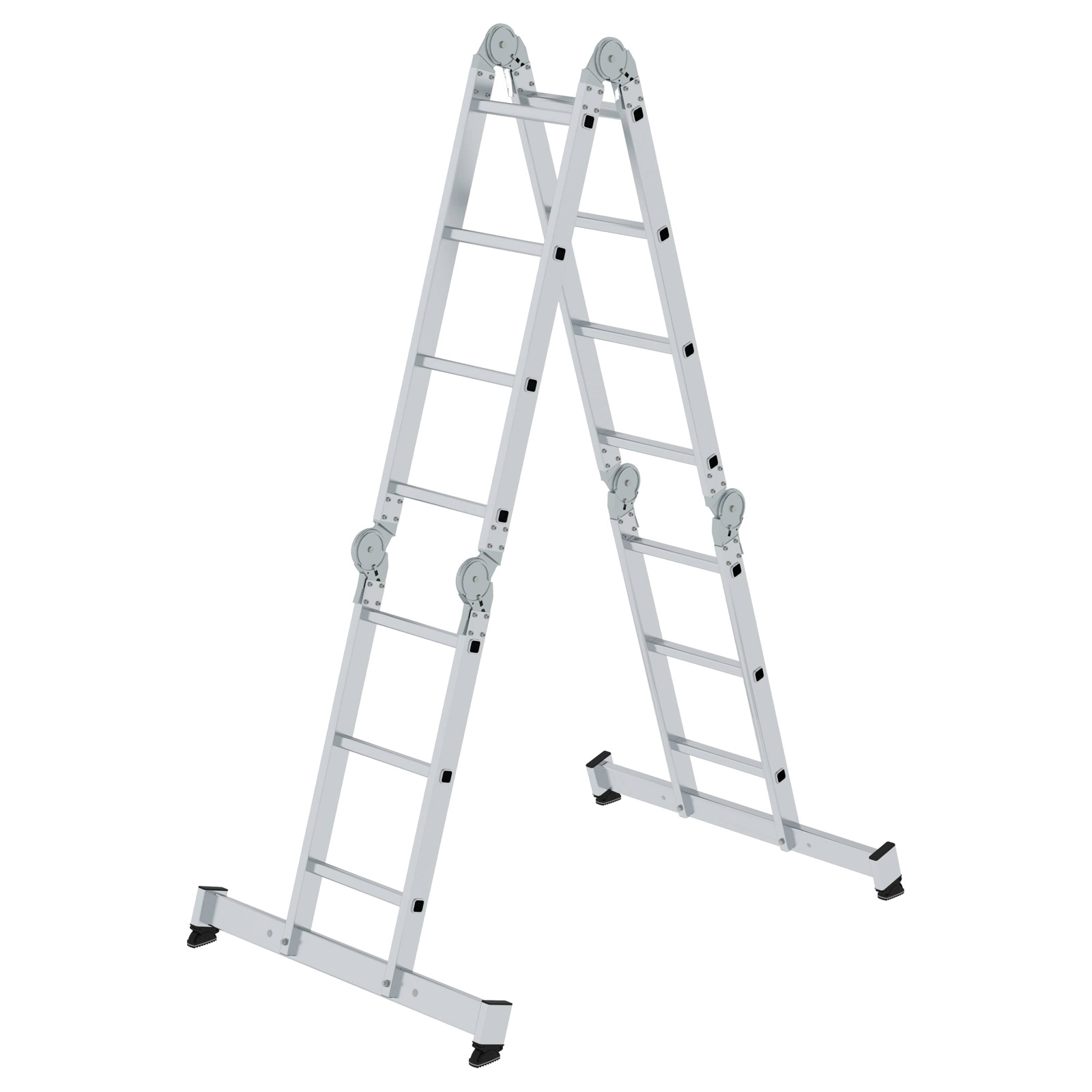 Günzburger Steigtechnik Vielzweckleiter 4tlg. mit nivello-Traverse 2 x 3 + 2 x 4 Sprossen - 031314