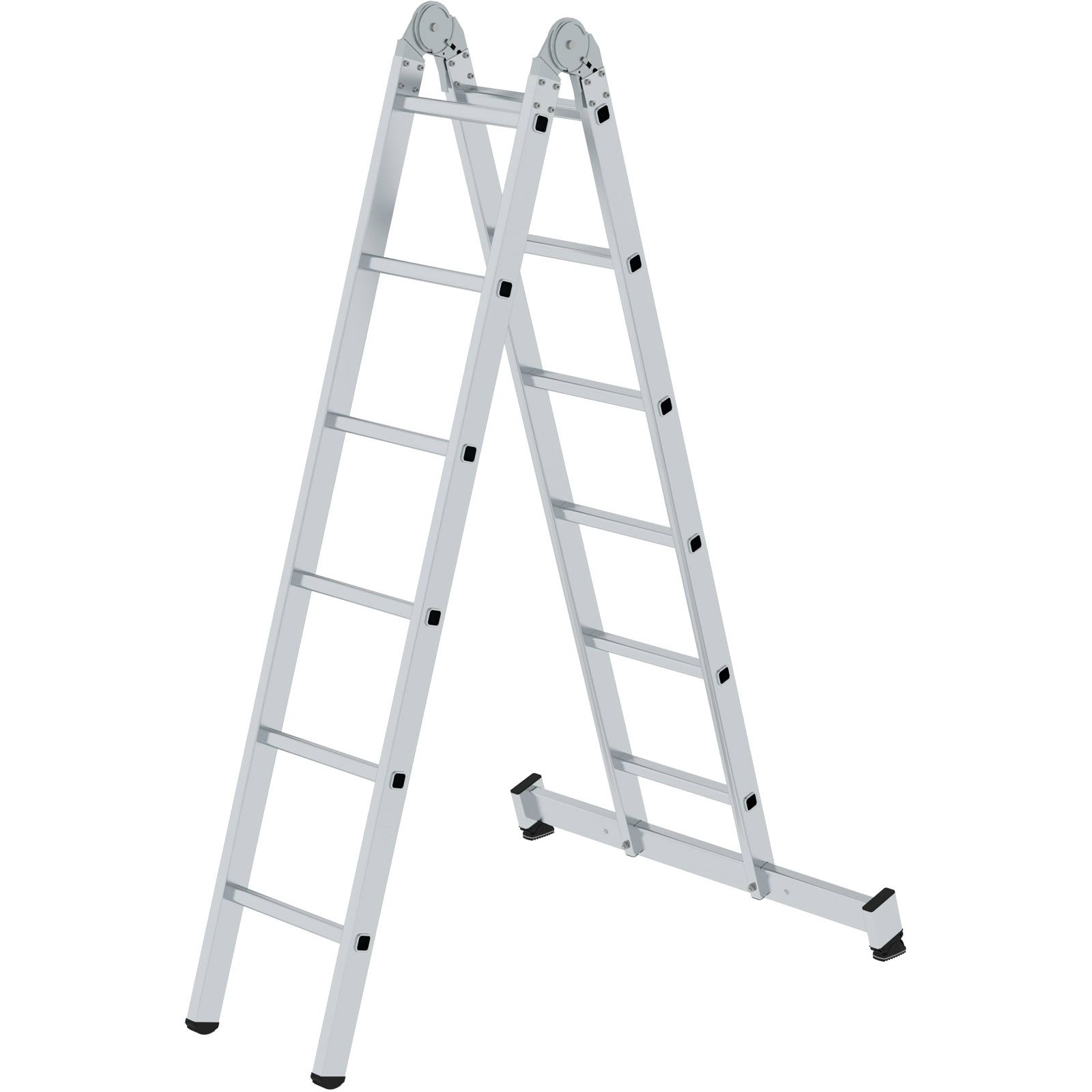 Günzburger Steigtechnik Klappleiter 2tlg. mit nivello-Traverse 2 x 6 Sprossen - 032212